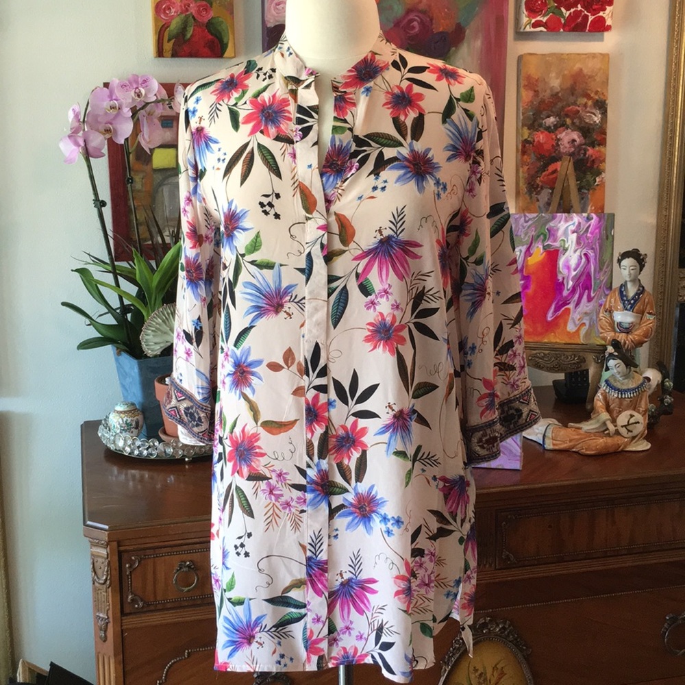 Johnny Was Silk Kimono Sleeve Tunic